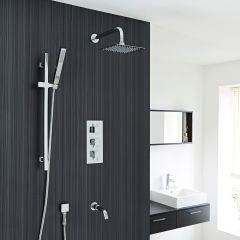 Thermostatic Shower System with Hand Shower and Bath Tub Spout