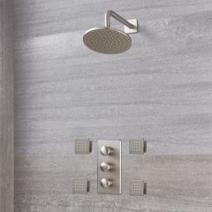 Eclipse Thermostatic Brushed Nickel Shower System with 8