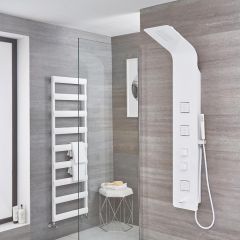 Upton - White Aluminum Thermostatic Shower Panel with Tub Spout