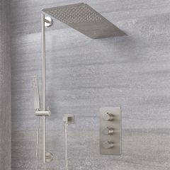 Arcadia Thermostatic Shower System with Waterfall Head and Slide Rail kit - Available in Multiple Finishes
