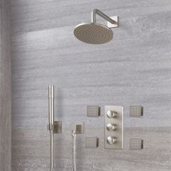 Eclipse Thermostatic Brushed Nickel Shower System with 8