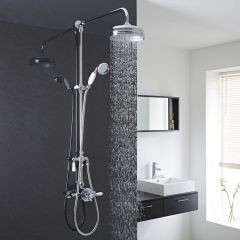 Dual Exposed Traditional Thermostatic Shower Valve with Grand Rigid Riser